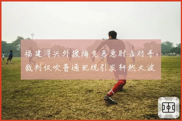 福建浔兴外援梅克恶意肘击对手,裁判仅吹普通犯规引发轩然大波